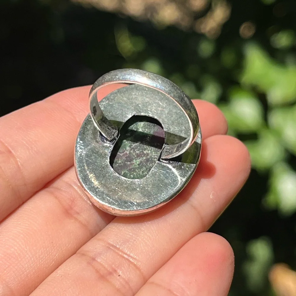 Size 10‎ silver plated ruby zoisite ring